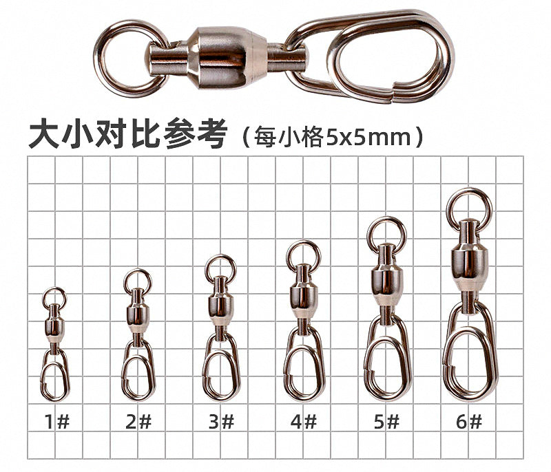 Heavy-Duty Bearing Snap Swivels, 10-Pack, Sizes #1–#6 – product photo