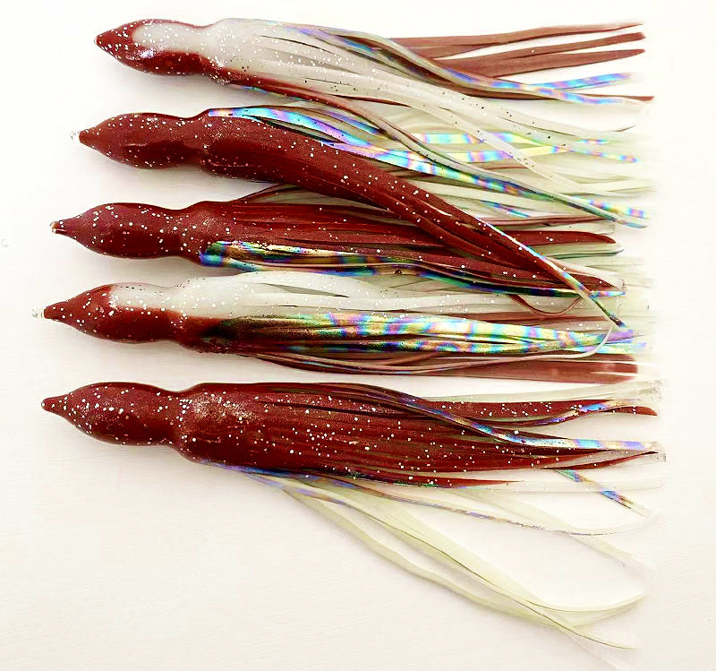 Glow Squid Skirt Lures, 15 cm / 18 cm (6 / 7 in), 5-Pack – product photo