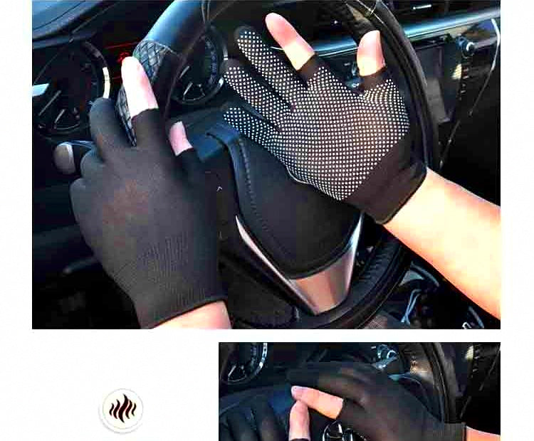 Fingerless Fishing Gloves, Dotted Grip, Sun Protection – product photo