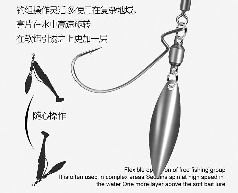 Anti-Snag Crank Hook Jig Head Rig with 10 Soft Baits – product photo