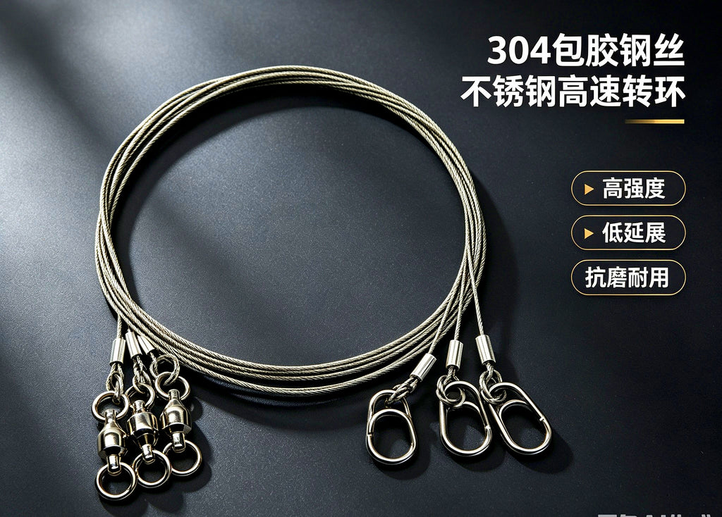 Coated 49-Strand Stainless Steel Wire Leader, 3-Pack – product photo