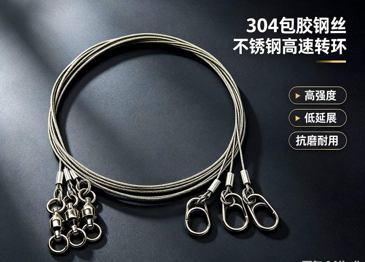 Coated 49-Strand Stainless Steel Wire Leader, 3-Pack – product photo