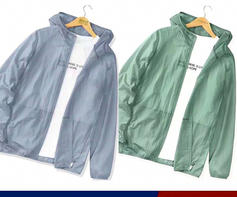 Men's Lightweight Sun Hoodie Jacket, Ice Silk Full Zip – product photo