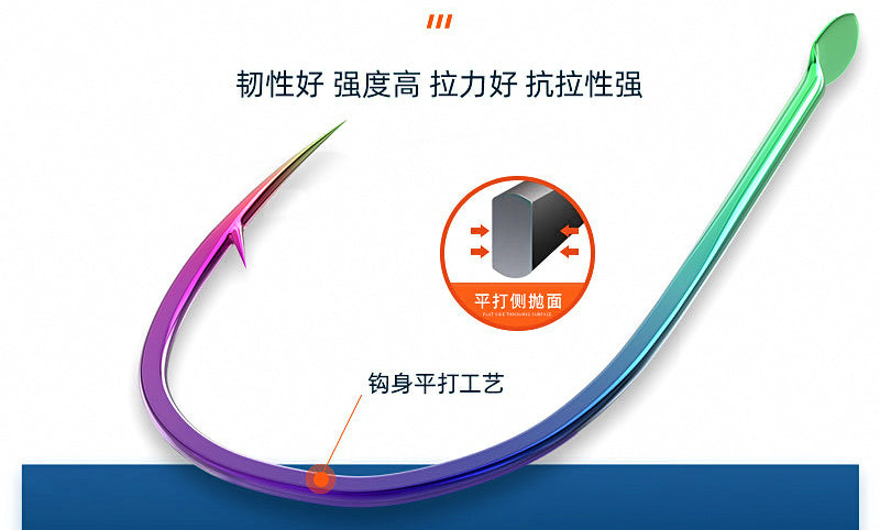 Multicolor Barbed Fishing Hooks, Double-Groove, 20/40/60 pcs – product photo