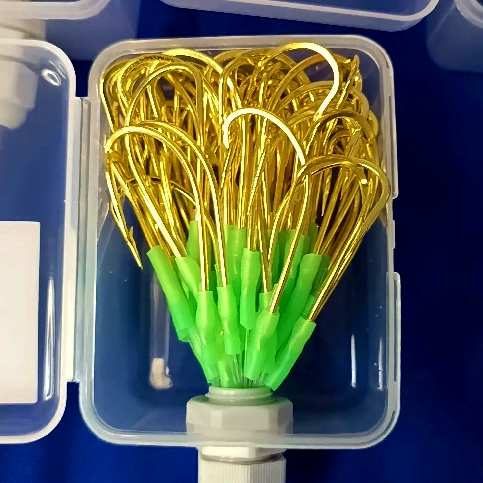 Snelled Hooks with Glow Tube, Barbed, 1.2 m (3.9 ft) Leader