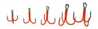Orange Treble Hooks, High Carbon Steel, Barbed, Sizes 8–1/0 – product photo
