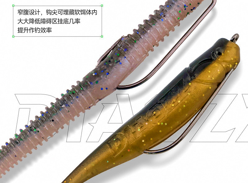 Offset Worm Hooks for Texas Rig, Narrow & Wide Gap, 10-Pack – product photo