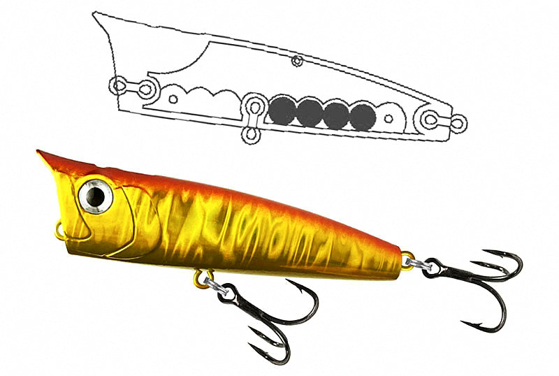 Floating Topwater Popper Lure, 7.5–10 cm (3–4 in), 8.5–18 g – product photo