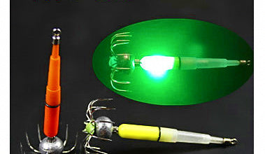 Glow Squid Jig, Tube Style Lure, Yellow or Red Glow – product photo