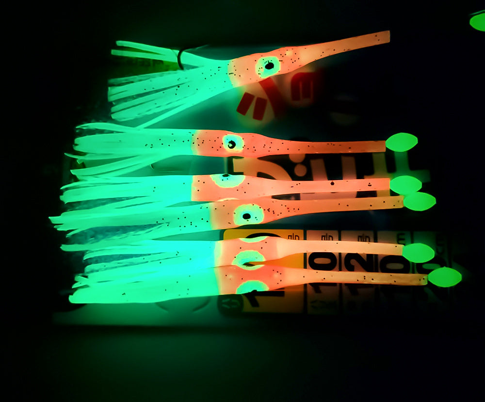 Glow Squid Jig Rig, 6 Hooks, Long Nose, Sizes 1/0 & 4/0 – product photo