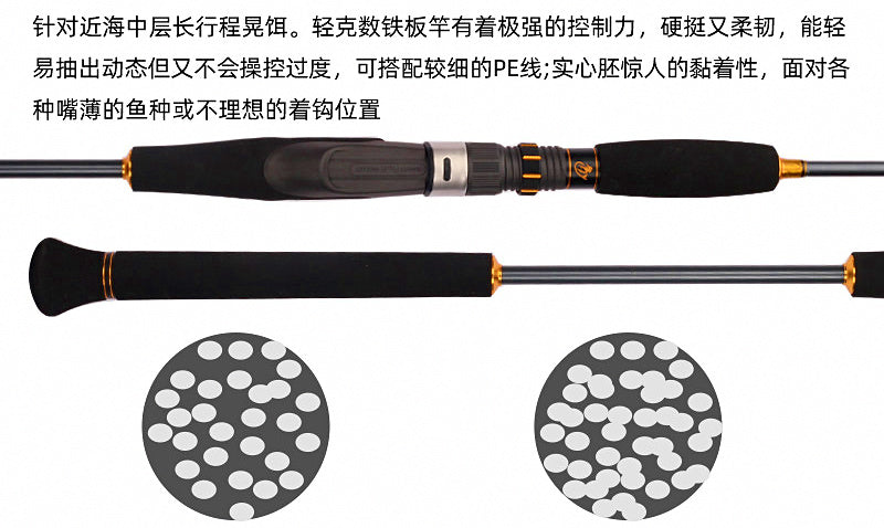 Solid Carbon Slow Pitch Jigging Rod, 1.9 m (6 ft 3 in) – product photo