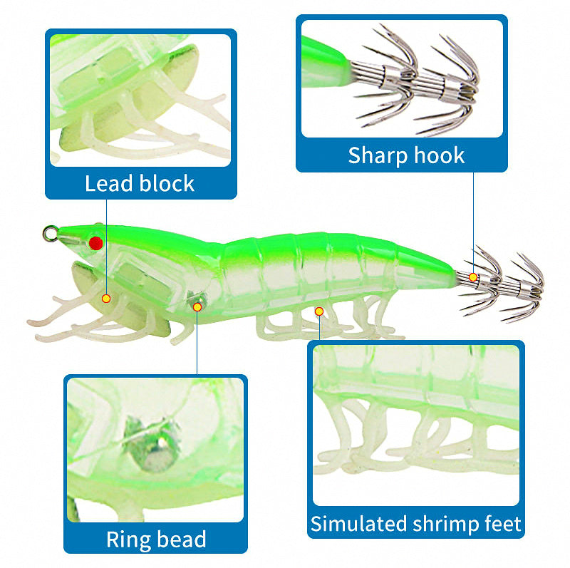 Wooden Shrimp Squid Jig, 11.7 cm (4.6 in), 20.5 g (0.72 oz) – product photo