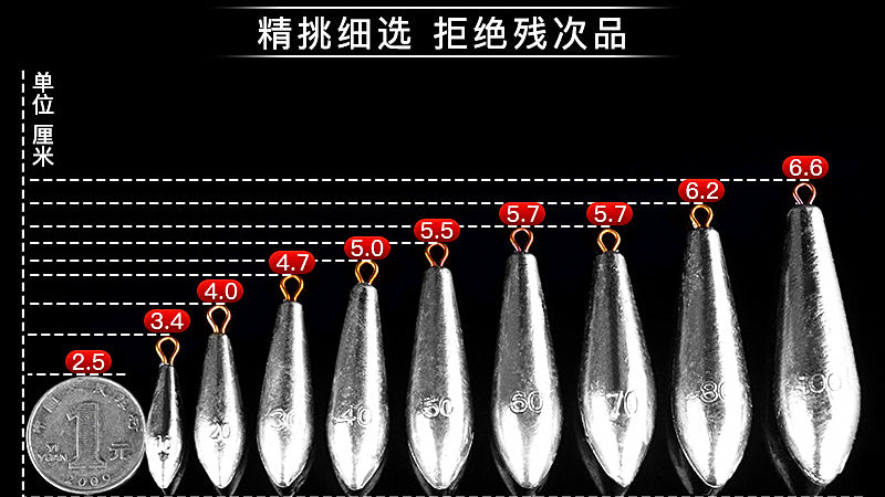Teardrop Sinkers with Eyelet, 0.35–3.5 oz (10–100 g) – product photo