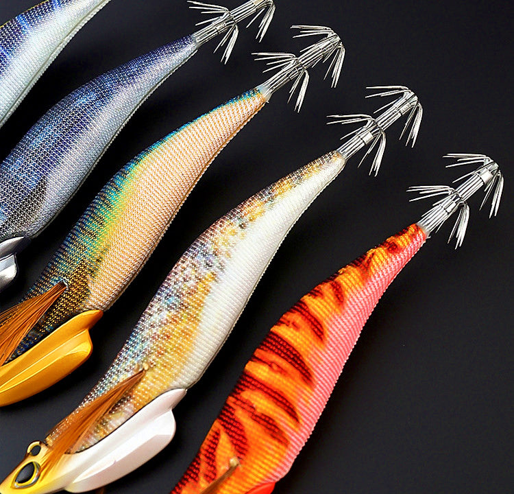 Weighted Sinking Squid Jig, Large Wood Shrimp Style – product photo