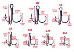 Barbed Treble Hooks, Black High-Carbon, 20-Pack – product photo