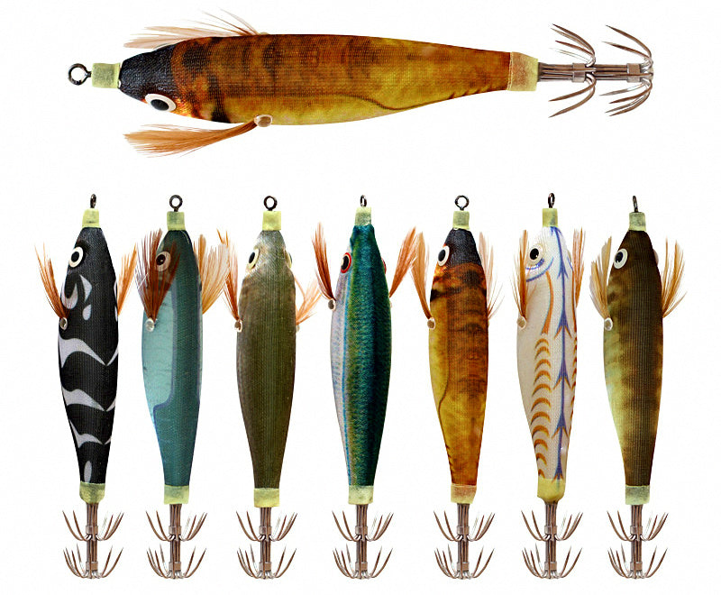 Wooden Shrimp Squid Jig, Realistic Egi-Style Lure – product photo