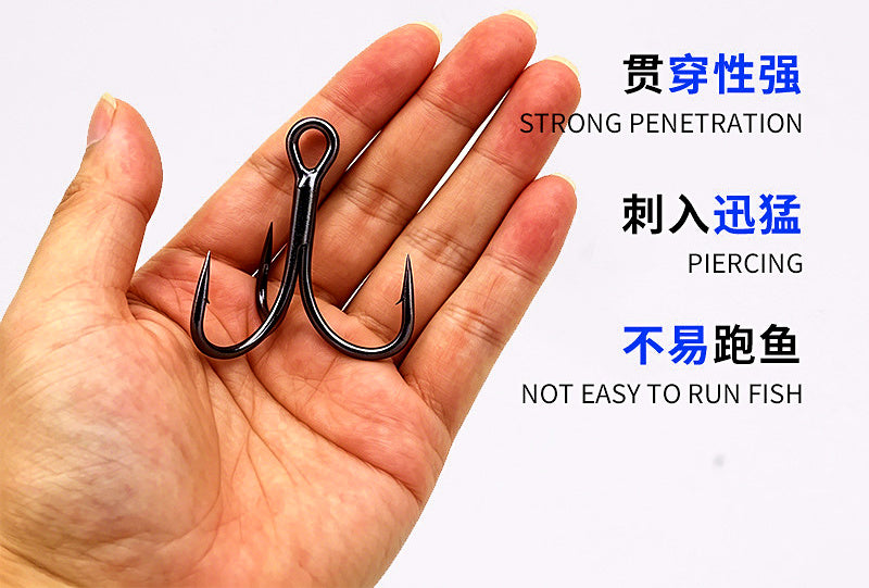 Barbed Treble Hooks, High-Carbon Steel, Sizes 1/0–10 – product photo