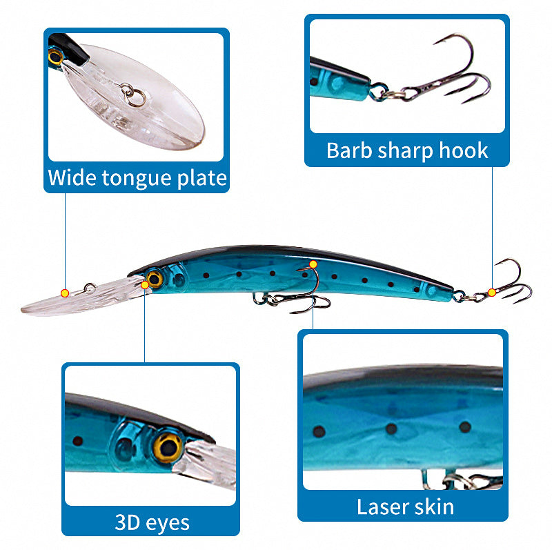 Long Lip Floating Minnow Lure, 23 g (0.8 oz), 20 cm (7.9 in) – product photo
