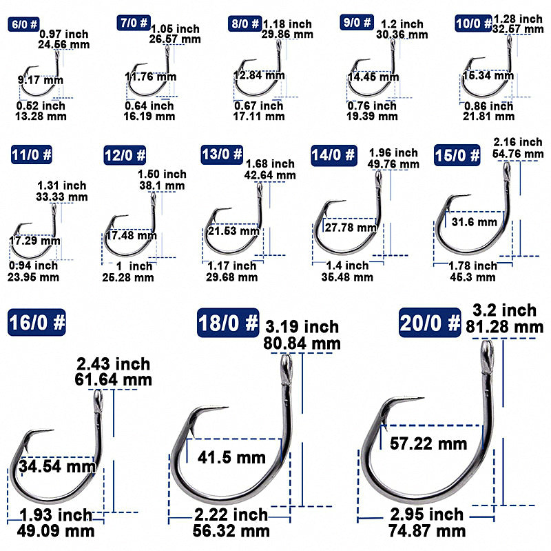 Heavy Shark Hooks, Sizes 6/0–16/0, 25 Pack – product photo
