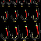 Red Rubber Skin String Hooks, Size 5–20, 10 or 100 Packs – product photo
