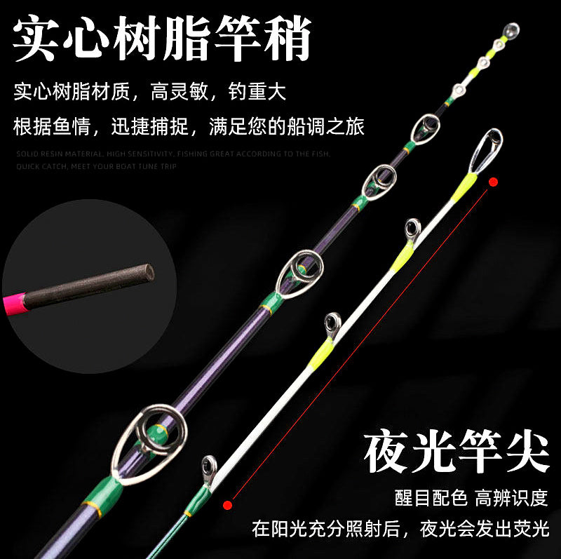 Solid Fiberglass Slow Pitch Boat Rod, 1.5–1.8 m (4.9–5.9 ft) – product photo