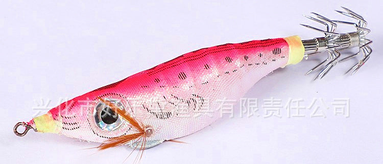 Glow Squid Jig Wooden Shrimp Lure, Assorted Colors – product photo