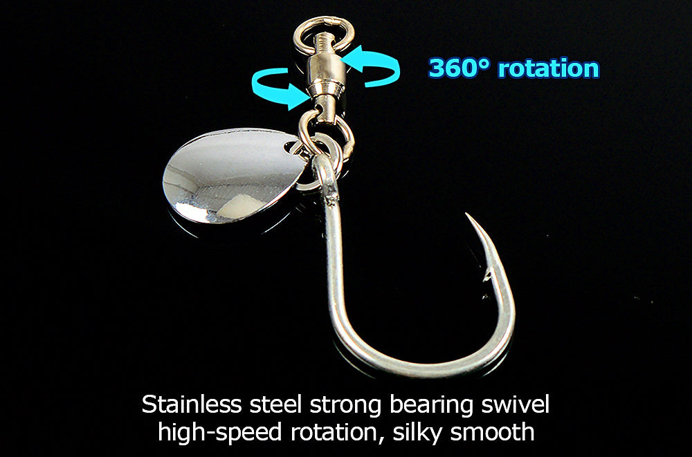Spinner Flash Hooks with Bearing Swivel, 5-Pack, Sizes 1/0–5/0 – product photo