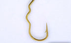 Barbed Multi-Bend Flip Hooks, Sizes #1–#14, Black/Gold/Red – product photo