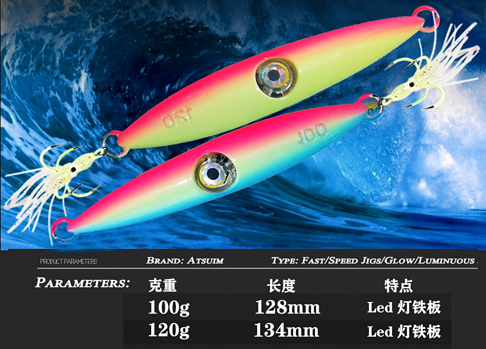 Glow Slow Pitch Jig with LED Eyes, 100–400 g (3.5–14 oz) – product photo