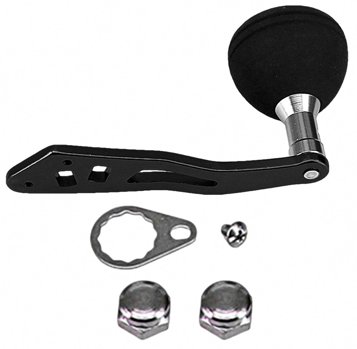 Aluminum Reel Handle with EVA Knob, Baitcaster Handle, Gun/Black – product photo