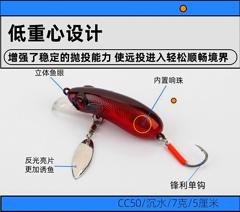 Slow-Sinking Minnow Hard Bait, 7 g (0.25 oz), 5 cm (2 in) – product photo