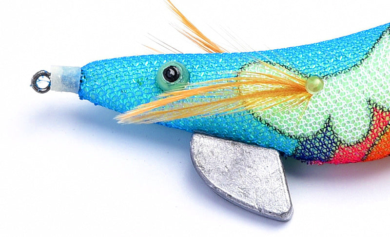 Glow Wood Shrimp Squid Jig, Six-Prong, Size 3.0 / 3.5 – product photo