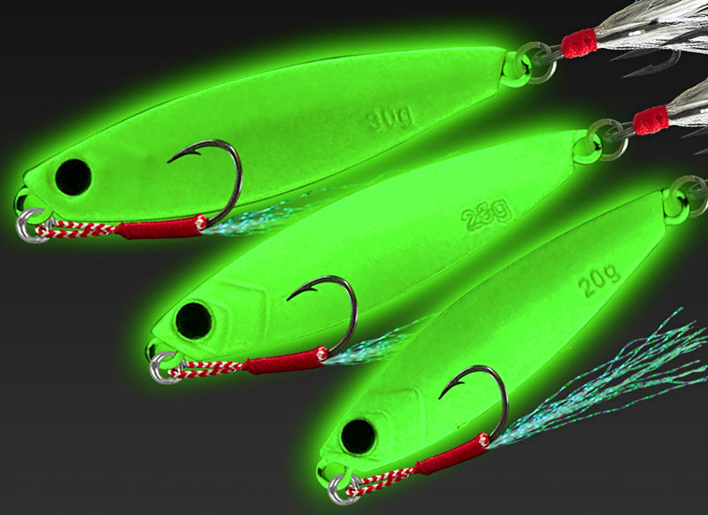 Glow Casting Jig, Feathered Treble, 7–80 g (0.25–2.8 oz) – product photo