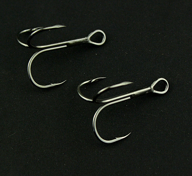 Barbed Treble Hook, Black or Matte, Sizes 10 to 3/0 – product photo