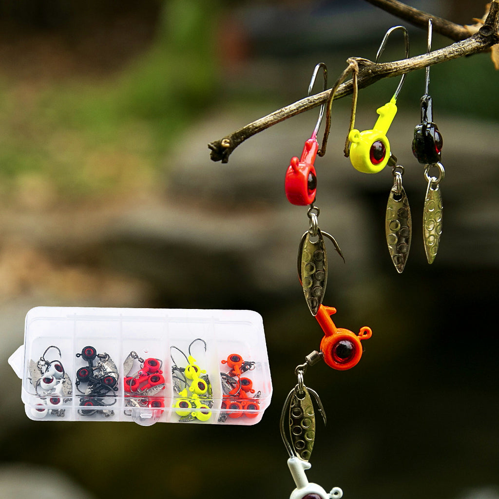 Lead Head Jig Hook Lure Assortment w/ Spinner Blades, 20 Pc – product photo