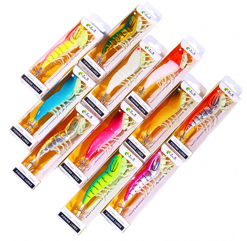 Wood Shrimp Squid Jig, 12 cm (4.7 in) 22.4 g (0.8 oz), Size 3.5 – product photo