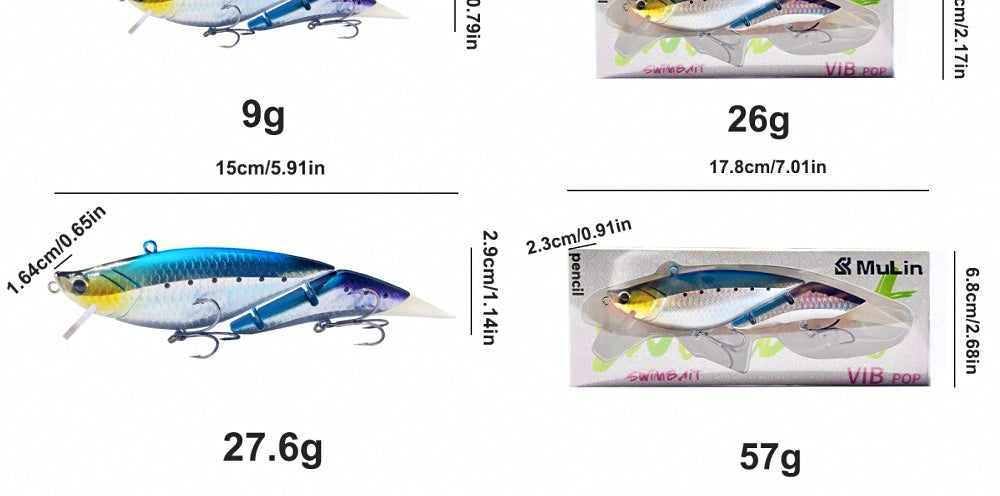 Jointed Floating Minnow Hard Bait, 9–27 g (0.3–0.95 oz) – product photo