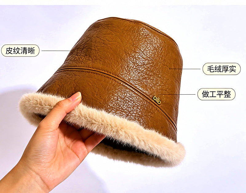 Women's Bucket Hat, Plush Brim, Windproof, Adjustable – product photo