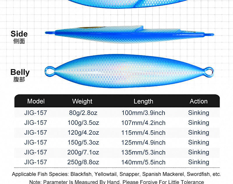 Saltwater Metal Vertical Jig, 80–250 g (2.8–8.8 oz) – product photo