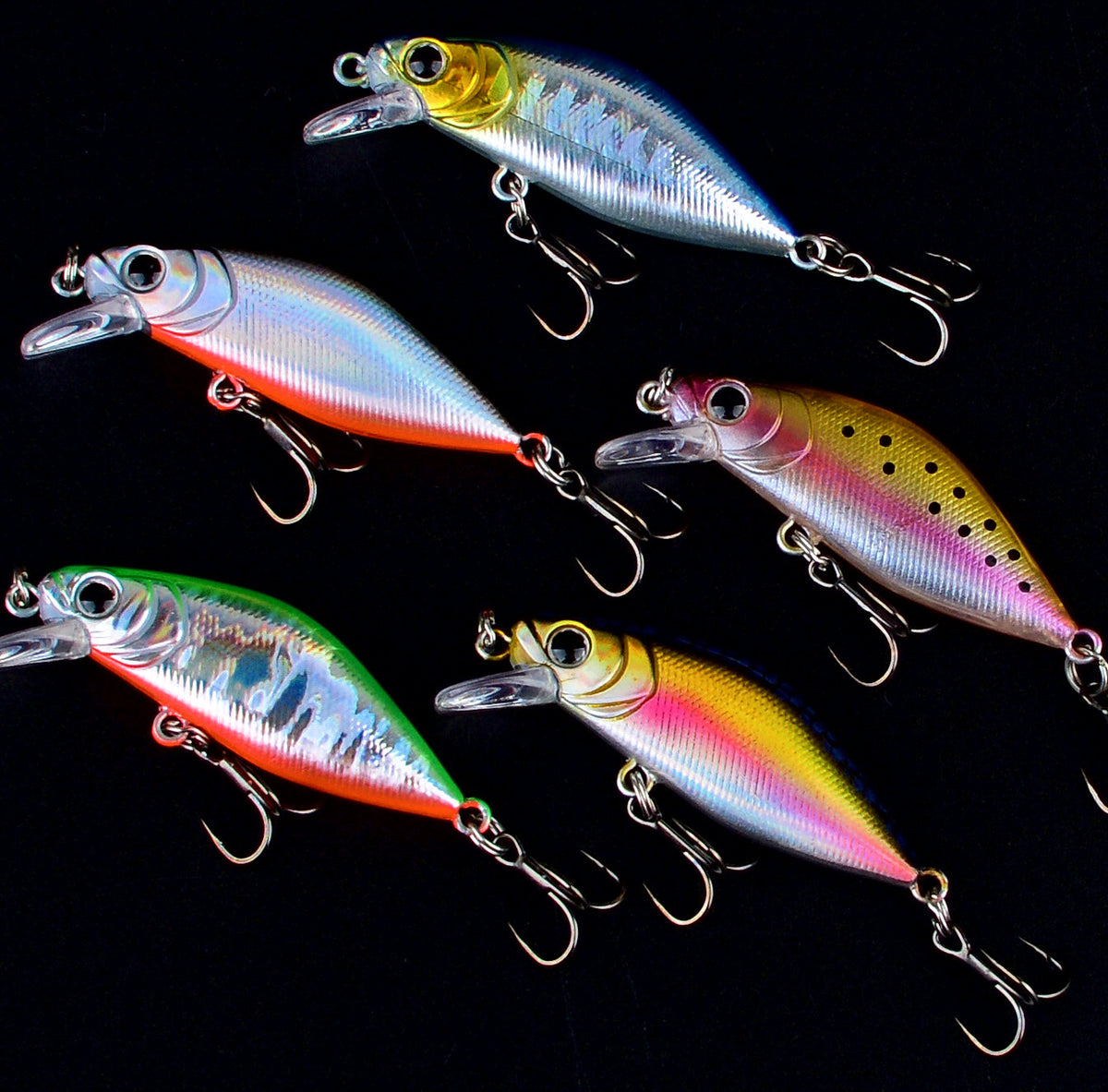 Mini Minnow Hard Bait with Treble Hooks, 1/3/5 Pack – product photo