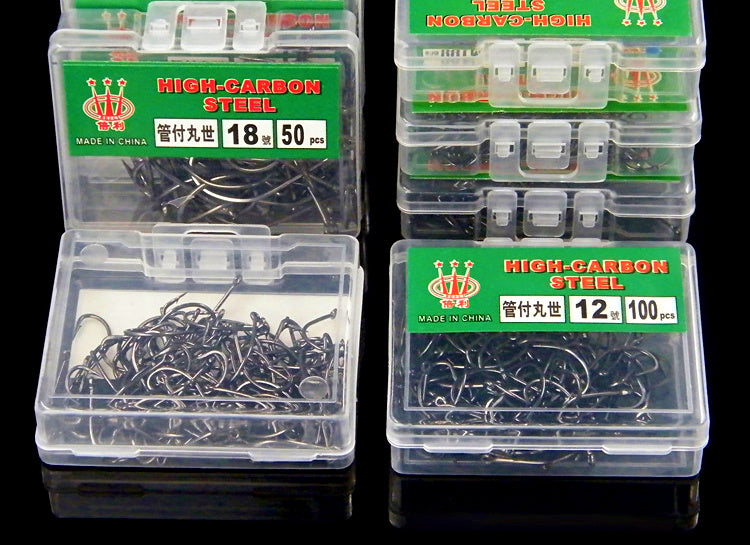 Maruseigo Barbed Ring-Eye Hooks, High-Carbon Steel, 2-Box Set – product photo