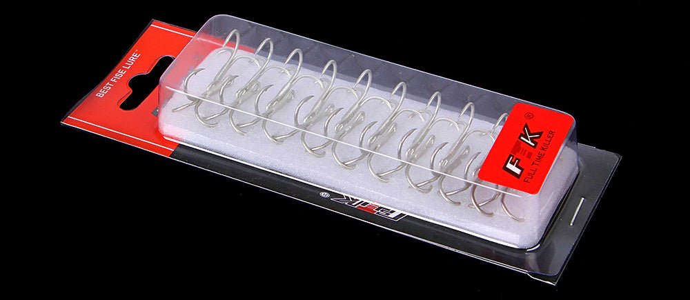 Tin-Plated Treble Hooks, Barbed, Sizes 1–12 (15–20 pack) – product photo