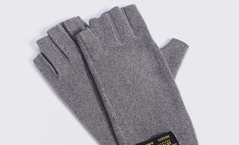 Fleece Half-Finger Fishing Gloves, Stretch, One Size – product photo