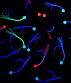 Sea Bass Fish Skin Hooks, UV & Glow Colors, 8-Pack – product photo