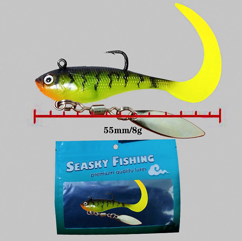 Curly Tail Soft Bait Jig Head with Spoon, 5.5 cm 8 g (0.28 oz) – product photo