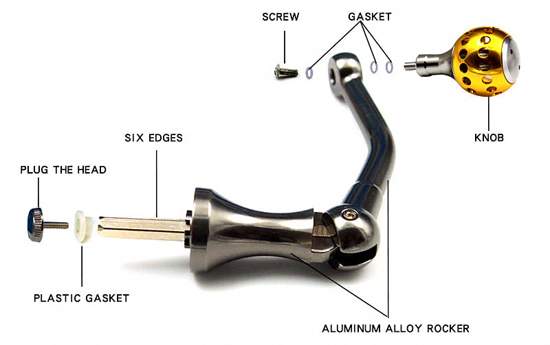 Hex Spinning Reel Handle, Left/Right Interchangeable – product photo