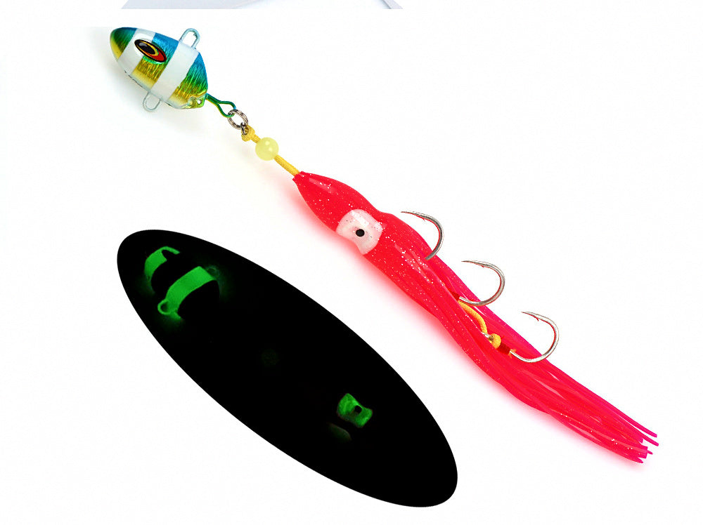 Glow Slow Pitch Jig with Squid Tail, 100–300 g (3.5–10.6 oz) – product photo