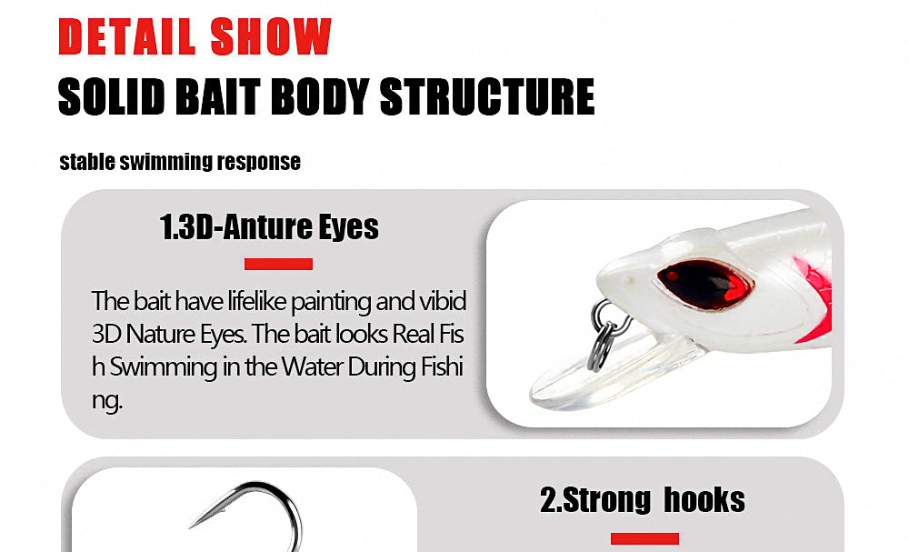 Floating Minnow Lure with Rattle, 17 g & 32 g (0.6 & 1.1 oz) – product photo