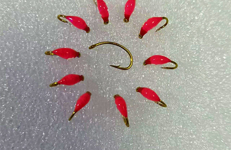 Red Head Peach Pink Nymph Flies, Barbed, Size 8–20 (5/10 Pack) – product photo