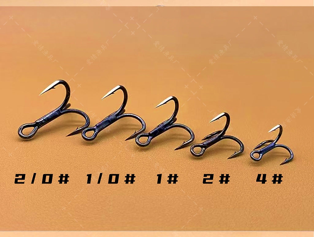 5X Strong Treble Hooks with Split Rings, Sizes 6 to 3/0 – product photo